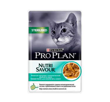 ПРО ПЛАН Влажный корм Purina Pro Plan для стерилизованных кошек и кастрированных котов, океаническая рыба в соусе, пауч, 85 г